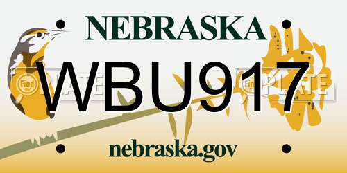 WBU917 Nebraska License Plate