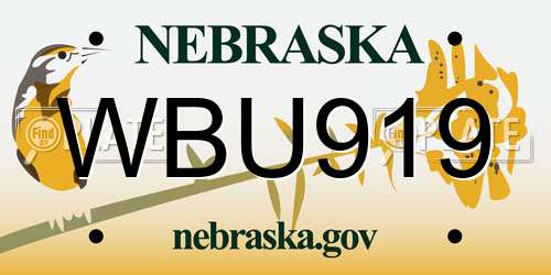 WBU919 Nebraska License Plate