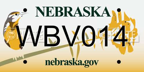 WBV014 Nebraska License Plate