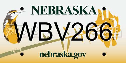 WBV266 Nebraska License Plate