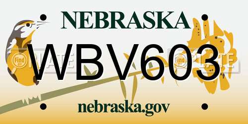 WBV603 Nebraska License Plate