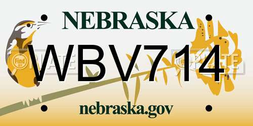 WBV714 Nebraska License Plate