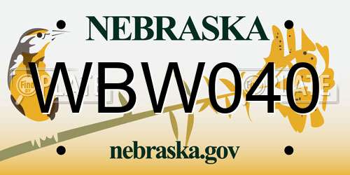 WBW040 Nebraska License Plate