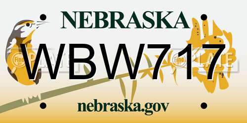 WBW717 Nebraska License Plate