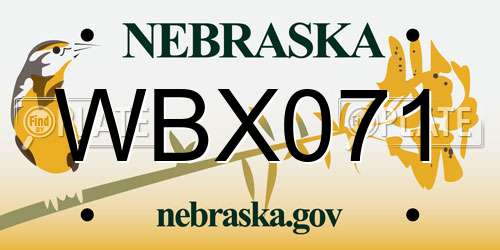 WBX071 Nebraska License Plate