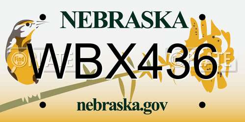 WBX436 Nebraska License Plate
