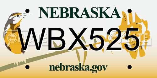 WBX525 Nebraska License Plate