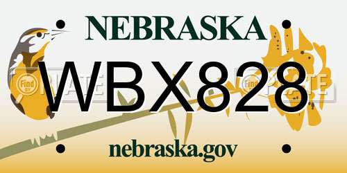 WBX828 Nebraska License Plate