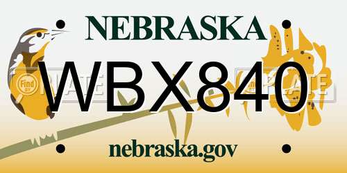 WBX840 Nebraska License Plate