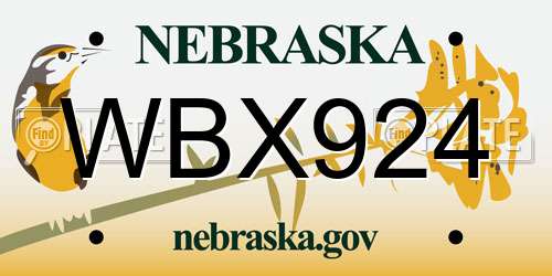 WBX924 Nebraska License Plate