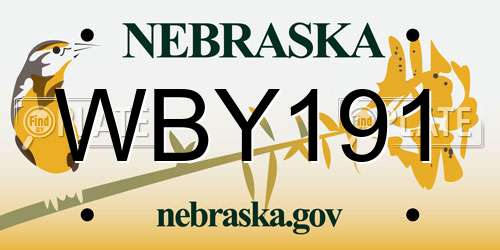 WBY191 Nebraska License Plate