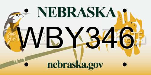 WBY346 Nebraska License Plate