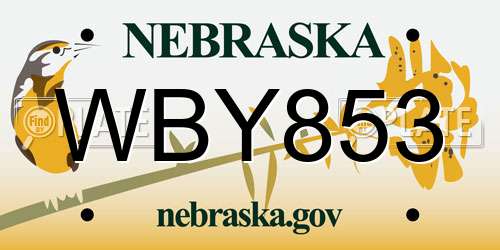 WBY853 Nebraska License Plate