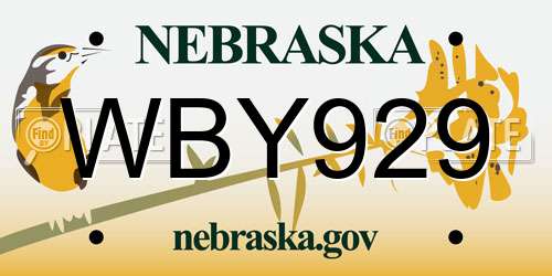 WBY929 Nebraska License Plate