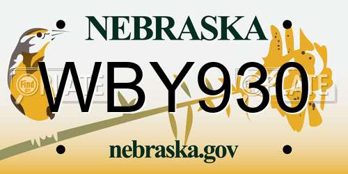 WBY930 Nebraska License Plate