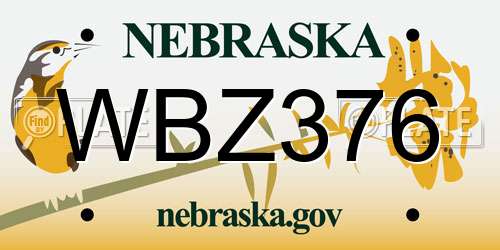 WBZ376 Nebraska License Plate
