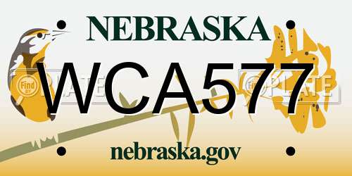 WCA577 Nebraska License Plate