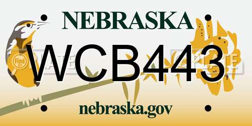 WCB443 Nebraska License Plate