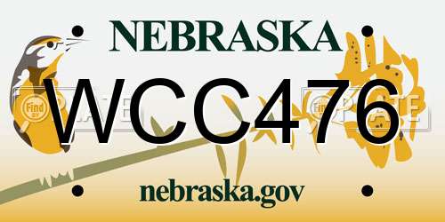 WCC476 Nebraska License Plate