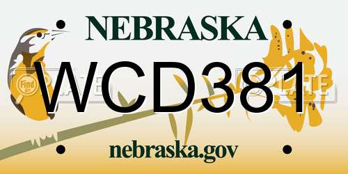 WCD381 Nebraska License Plate