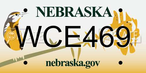 WCE469 Nebraska License Plate
