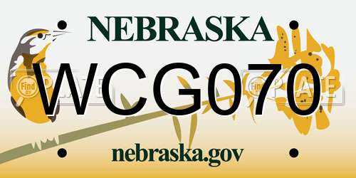 WCG070 Nebraska License Plate