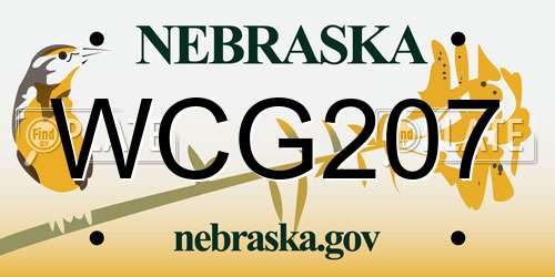 WCG207 Nebraska License Plate