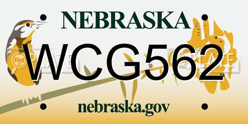 WCG562 Nebraska License Plate