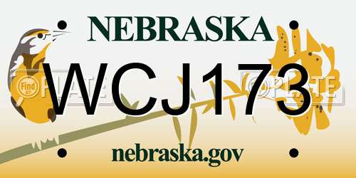 WCJ173 Nebraska License Plate