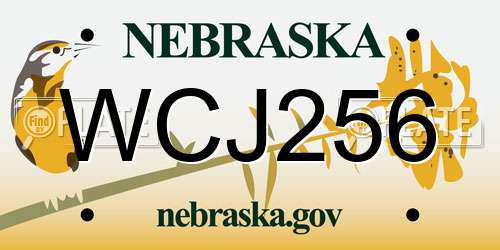 WCJ256 Nebraska License Plate