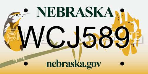 WCJ589 Nebraska License Plate