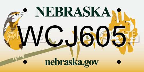 WCJ605 Nebraska License Plate