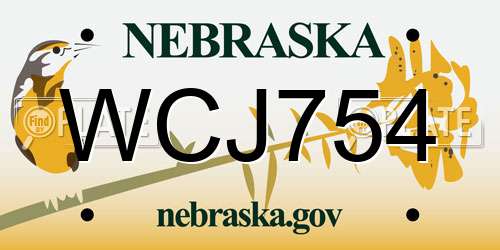 WCJ754 Nebraska License Plate