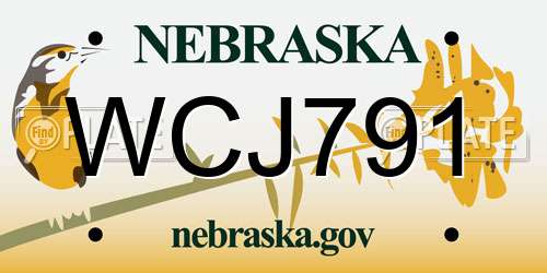 WCJ791 Nebraska License Plate