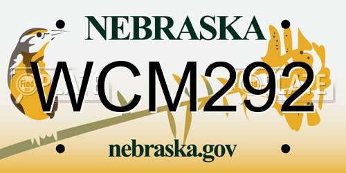 WCM292 Nebraska License Plate