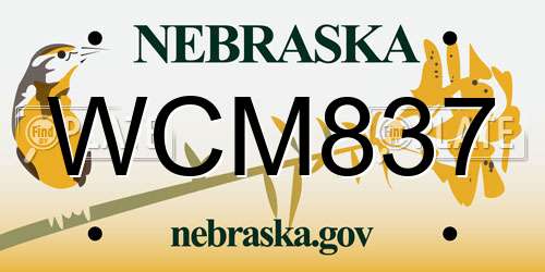 WCM837 Nebraska License Plate