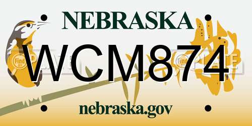 WCM874 Nebraska License Plate