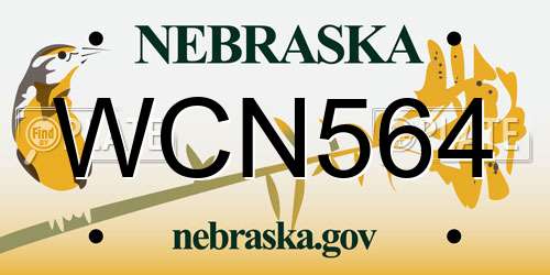 WCN564 Nebraska License Plate