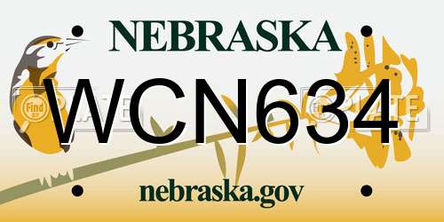 WCN634 Nebraska License Plate