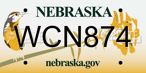 WCN874 Nebraska License Plate