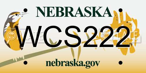 WCS222 Nebraska License Plate
