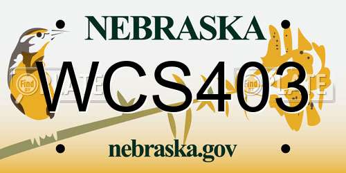 WCS403 Nebraska License Plate