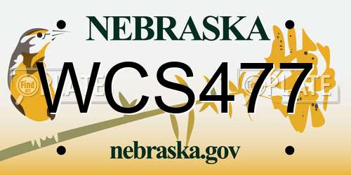 WCS477 Nebraska License Plate