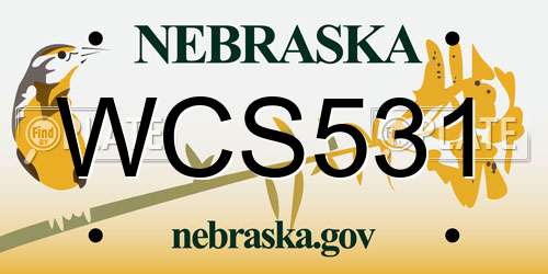 WCS531 Nebraska License Plate