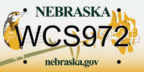 WCS972 Nebraska License Plate