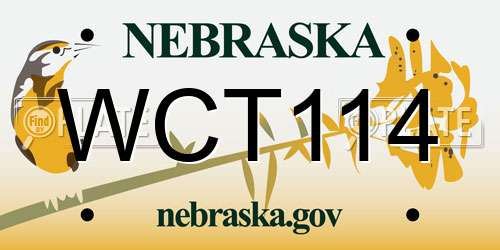 WCT114 Nebraska License Plate