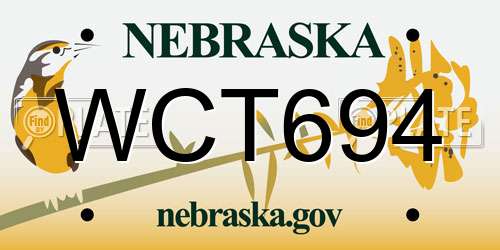 WCT694 Nebraska License Plate
