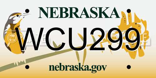 WCU299 Nebraska License Plate