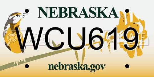 WCU619 Nebraska License Plate
