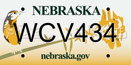 WCV434 Nebraska License Plate